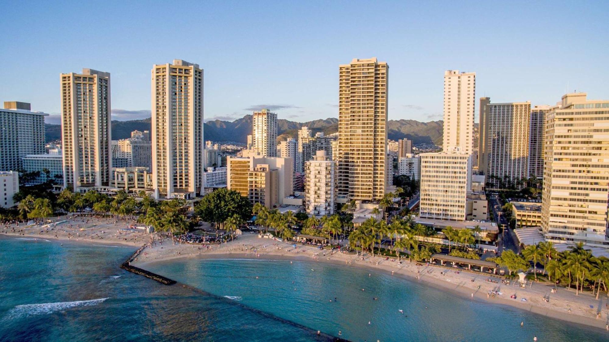 แอสตัน ไวกีกิ บีช ทาวเวอร์ Aparthotel โฮโนลูลู ภายนอก รูปภาพ Waikiki skyline